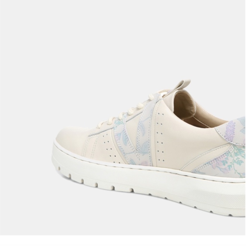 Vionic Cream Leather Sneakers with Pastel Floral Accents - Picture 3 of 11